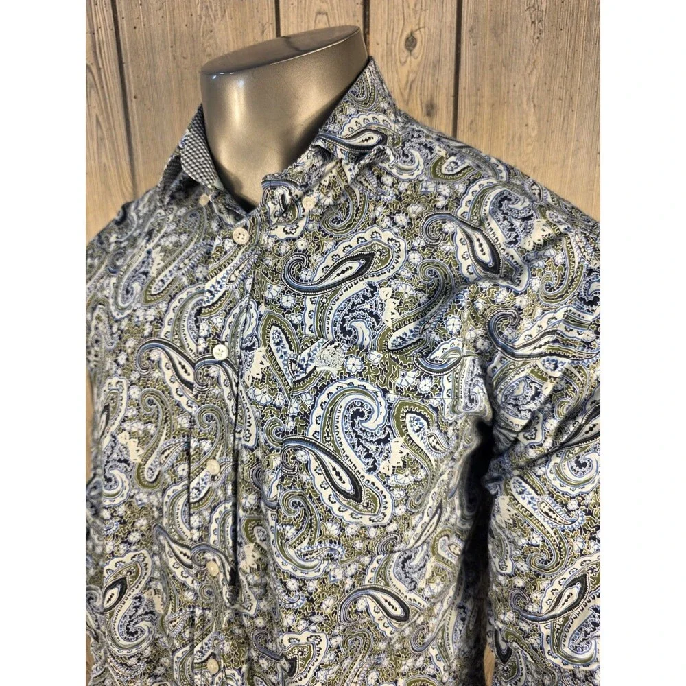 Cinch Men's Western Paisley Long Sleeve Button Front Shirt Medium Cowboy Rodeo